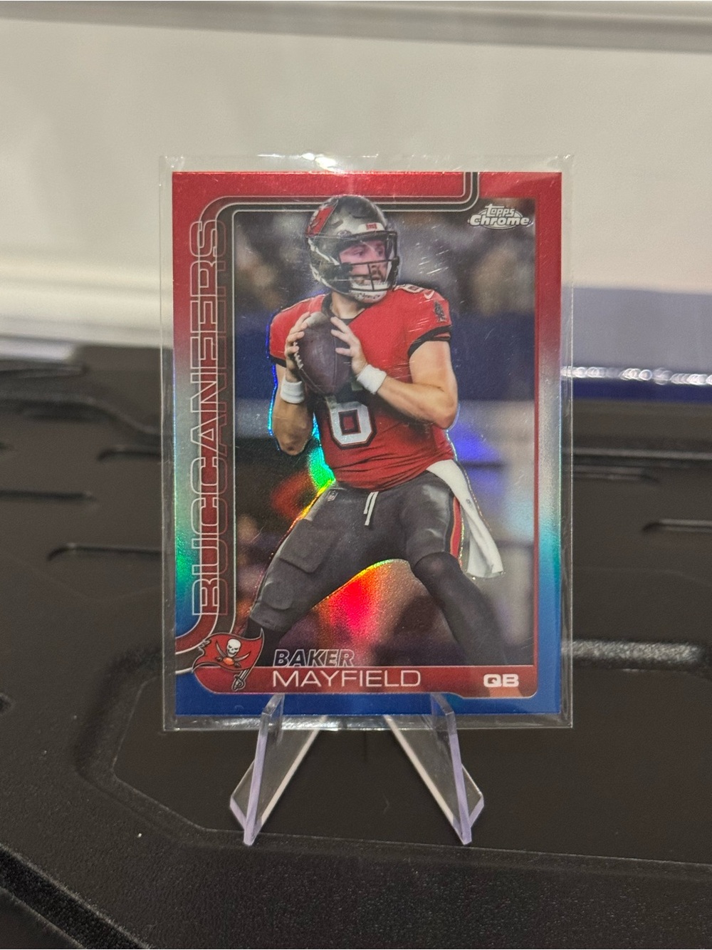 🔥 2025 Baker Mayfield Topps Chrome Red and Blue Prizm